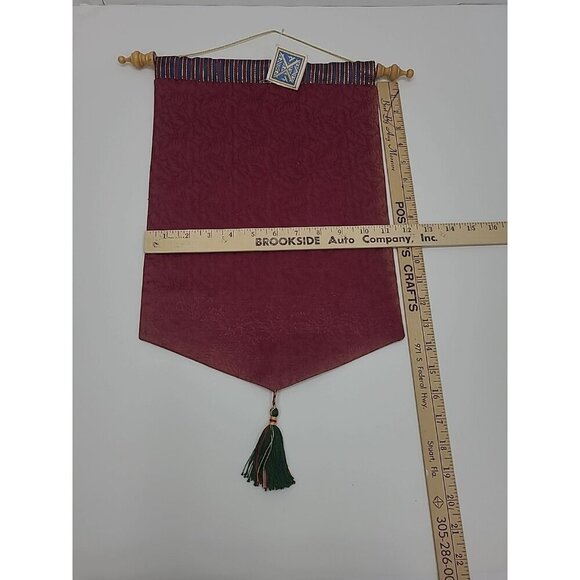 Handmade Cross-stitched Banner Wall Hanging Floral on Dowell Rod - Picture 3 of 5